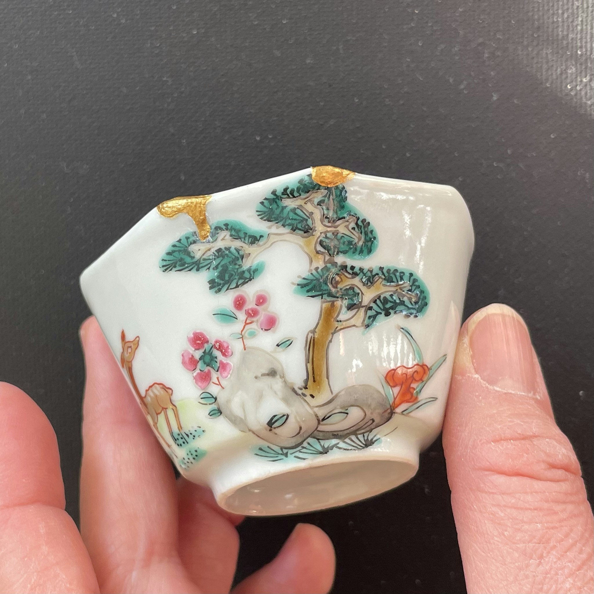 Chinese Antique Porcelain teacup + saucer, Yongzheng / Qianlong 18c #1779