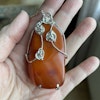Vintage natural amber pendant with handmade silver Baltic egg yolk 39.55g #1788
