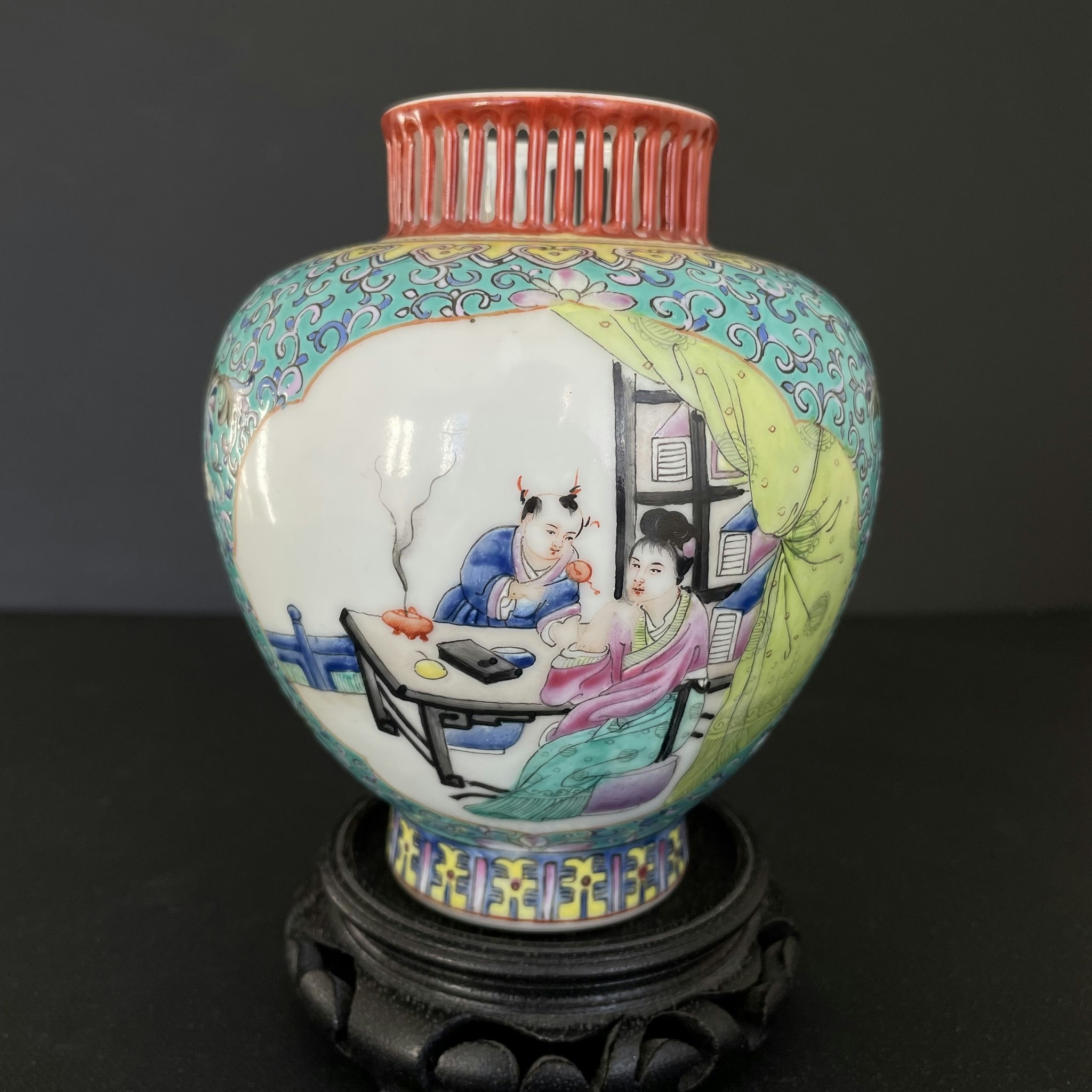 Vintage Chinese porcelain vase / censer, mid 20th c #1790