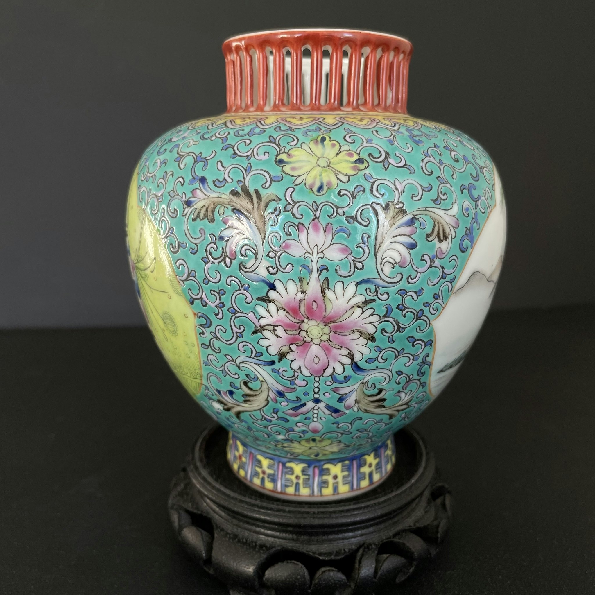 Vintage Chinese porcelain vase / censer, mid 20th c #1790