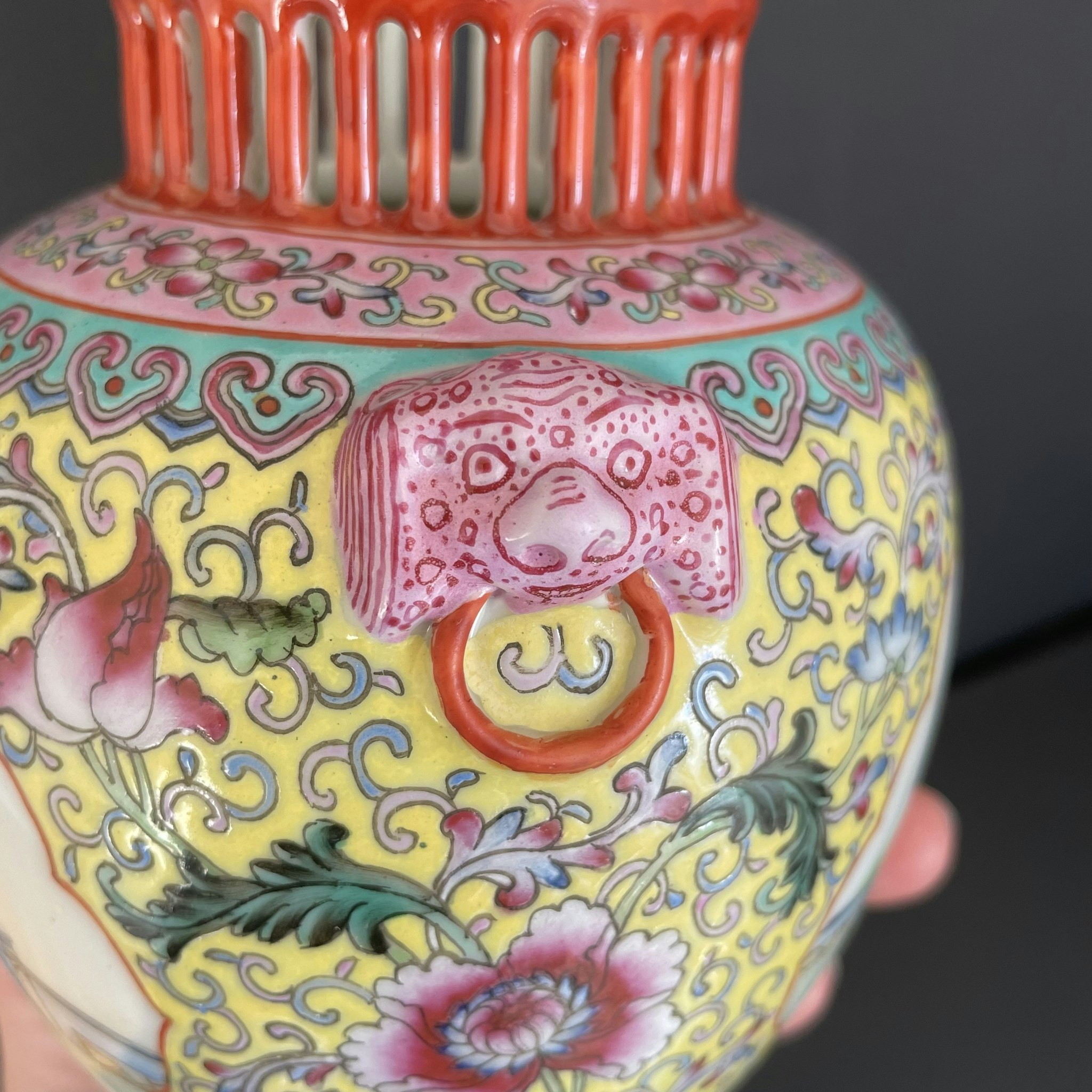 Vintage Chinese porcelain vase / censer with lid , 1960-1970's #1790