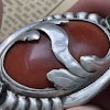 Natural Amber Antique Amber Brooch With Silver Egg Yolk Art Nouveau 16.73g