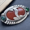 Natural Amber Antique Amber Brooch With Silver Egg Yolk Art Nouveau 16.73g
