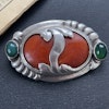 Natural Amber Antique Amber Brooch With Silver Egg Yolk Art Nouveau 16.73g