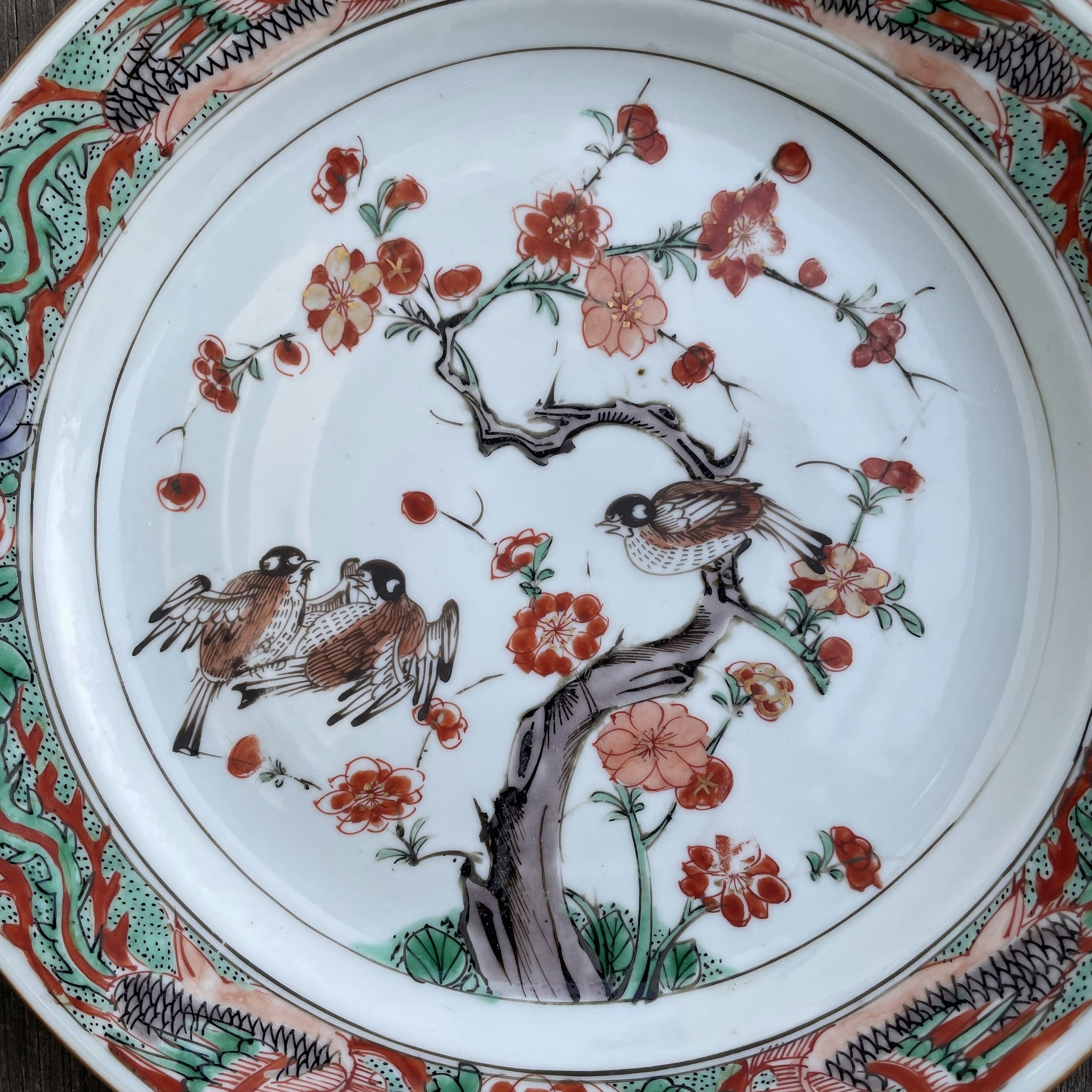 Chinese antique Wucai / Famille Verte Porcelain plate. Kangxi Period #1796