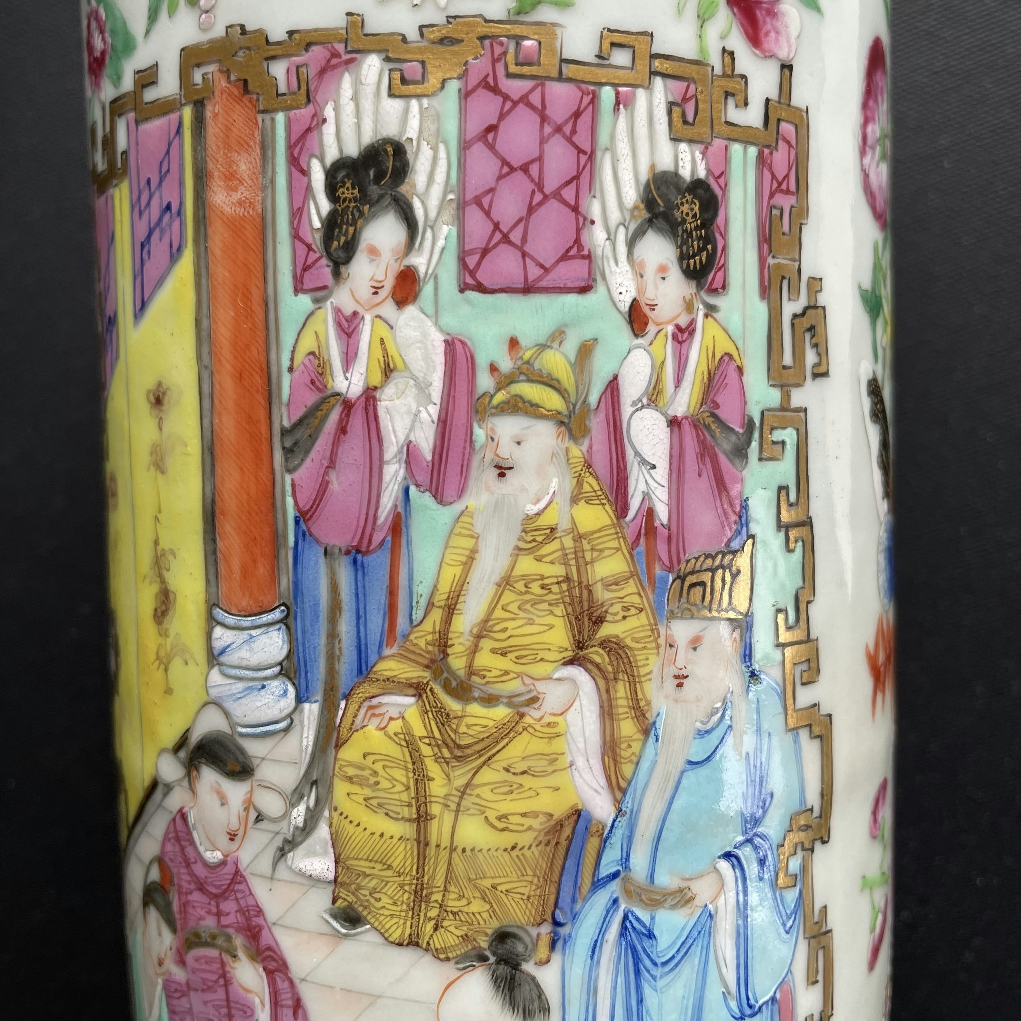 Chinese antique porcelain Vase/lamp rose mandarin, first half of 19th c #1816