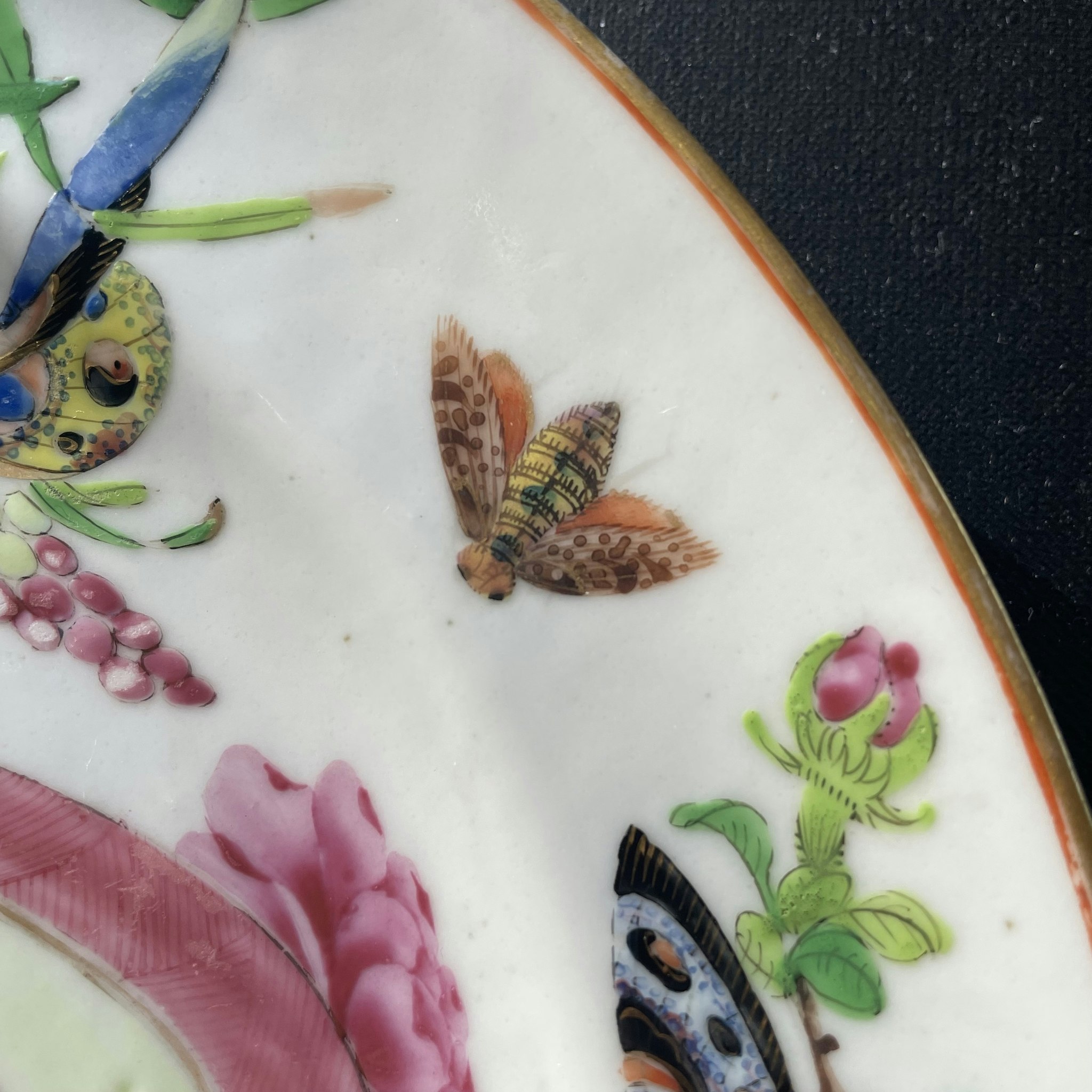 Chinese Antique porcelain Rose mandarin Plate, Early 19th c , Rare #1823