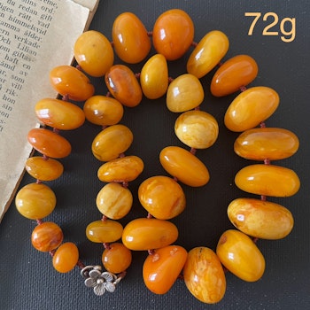 Antique Natural Amber Necklace Baltic Amber Egg Yolk Butterscotch Huge 72g #1856