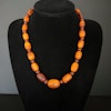 ANTIQUE NATURAL AMBER OVAL AND ROUND BEAD NECKLACE 43g #1858