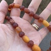 ANTIQUE NATURAL AMBER OVAL AND ROUND BEAD NECKLACE 21g #1873