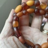 ANTIQUE NATURAL AMBER OVAL AND ROUND BEAD NECKLACE 21g #1873