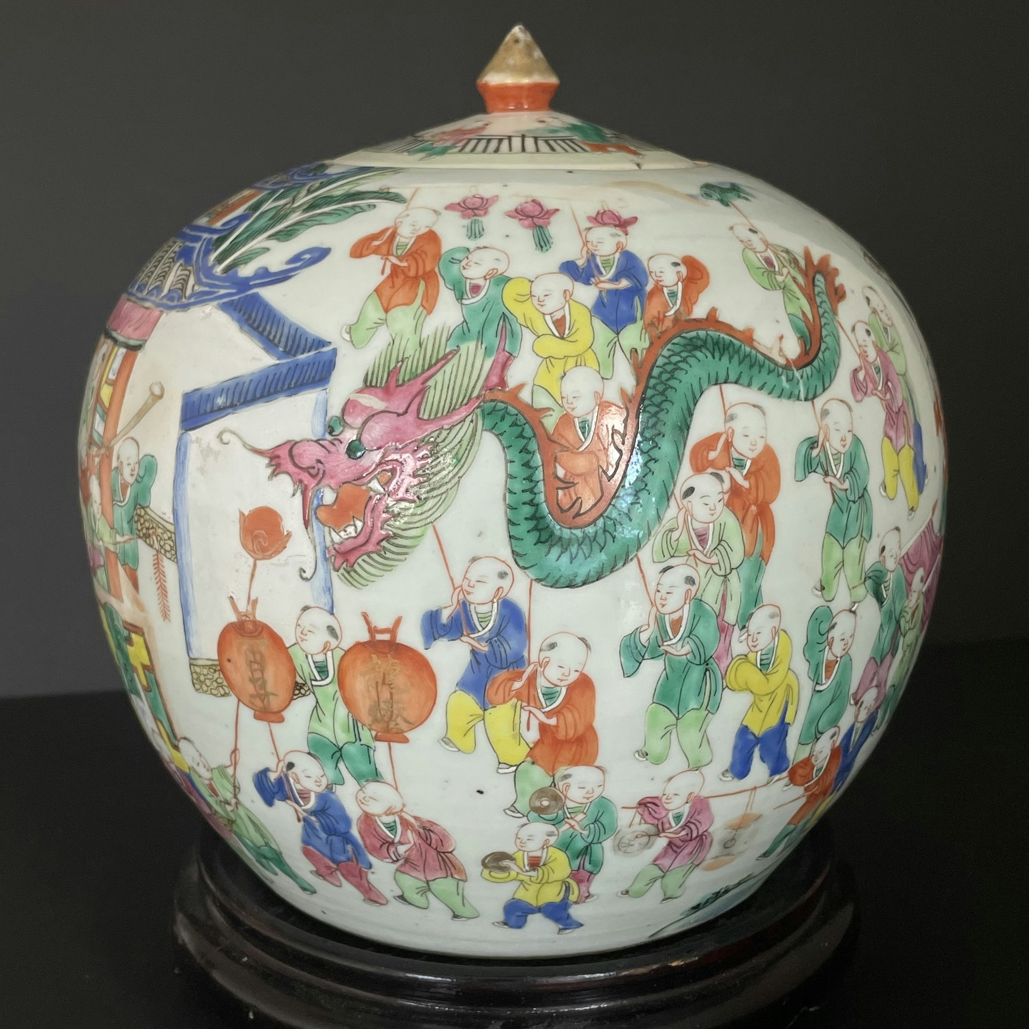 Chinese Antique Jar, 100 boys decoration, Late Qing Dynasty #1889