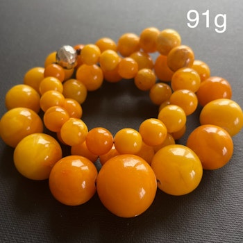 Vintage Natural Amber Necklace Baltic Amber Egg Yolk Butterscotch Huge 91g #1839