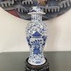 Chinese Antique underglazed blue and white lidded jar/ vase Late Qing Dynasty #1906
