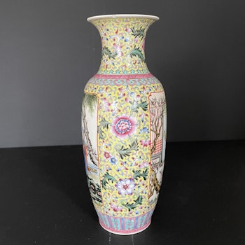 Vintage Chinese famille rose vase 1950-1970's Romance of the western chamber 西厢记#1909