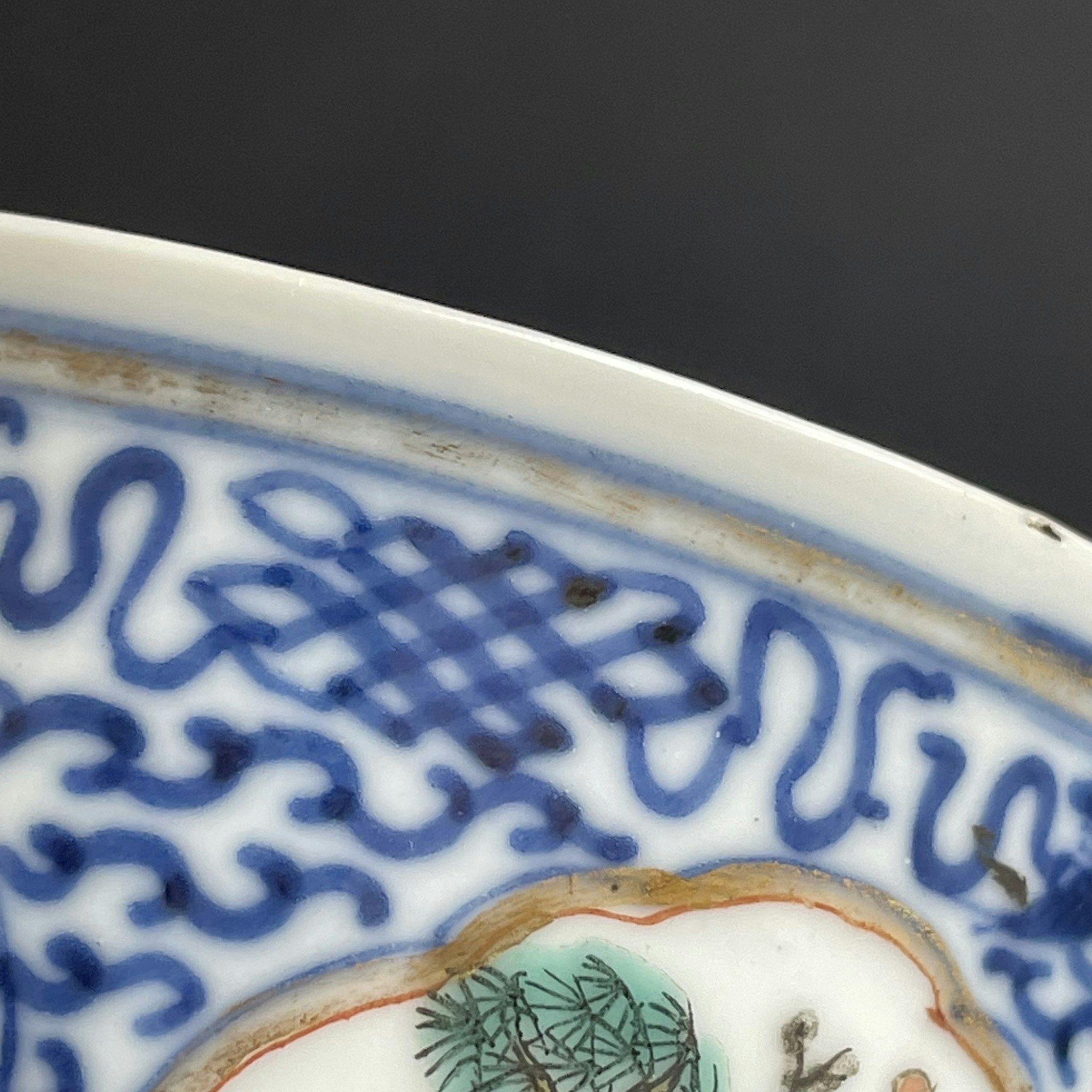 Chinese antique teacup in underglazed blue and white, Late Qing #1927