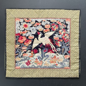 Chinese Silk Embroidered Rank Badge Mandarin Square Buzi, Qing Dynasty #1992