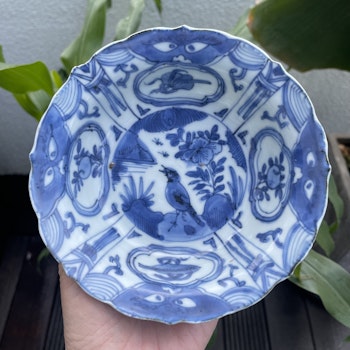 Chinese antique Klapmuts bowl in Underglazed Blue and White, Ming WanLi #1997