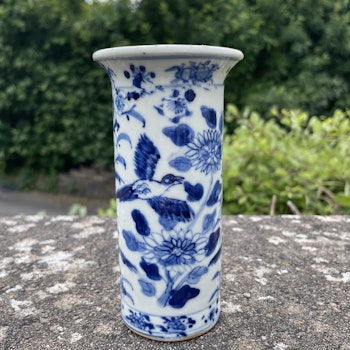 Chinese antique blue and white sleeve vase,  late Qing Dynasty #2010