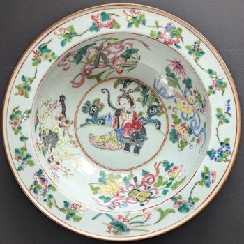 Chinese Antique Famille Rose basin & handwash, Late Qing Dynasty #TM135