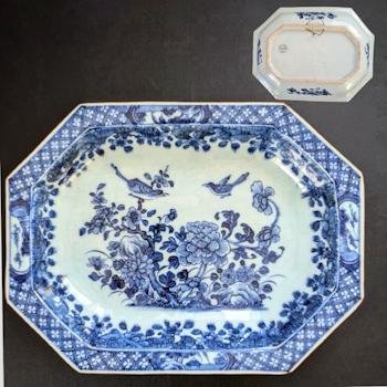 Chinese Antique deep basin decorated in underglazed blue and white, Yongzheng 18th c #2197