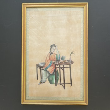 Chinese Antique Pith Painting of a lady, early 19th century #2222