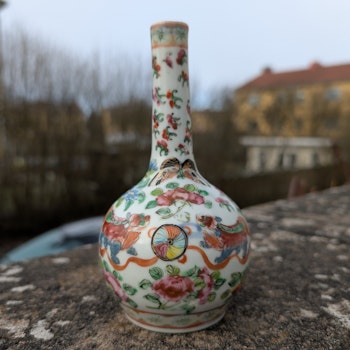 Chinese Antique bottle vase decorated with foo lions, 19th century #2271