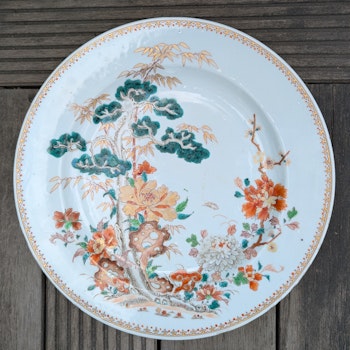 Chinese Antique Charger, Three Friends of Winter 岁寒三友 18th C Yongzheng / Qianlong period #2593