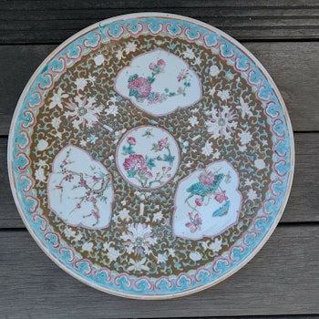 Chinese antique famille rose charger Four seasons flower, Tongzhi / Guangxu period , Late Qing #2596