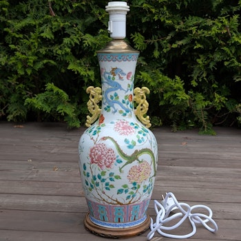 Chinese Antique Double Dragon, Double Phoenix hatstand / lampfoot, Late Qing Dynasty #2603