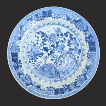 Chinese antique blue and white plate, Qianlong, 18th c #2652