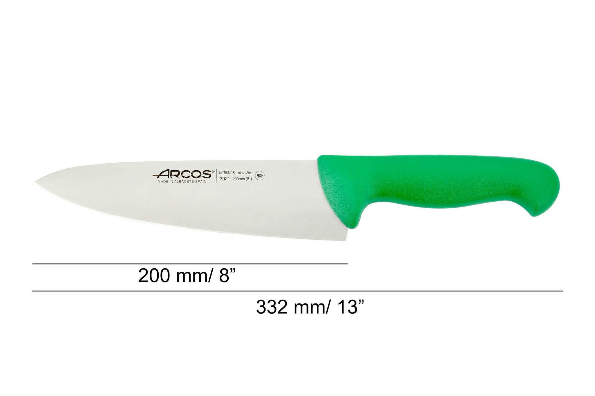 Arcos 2900 Kockkniv 20 cm Grön HACCP-godkänd