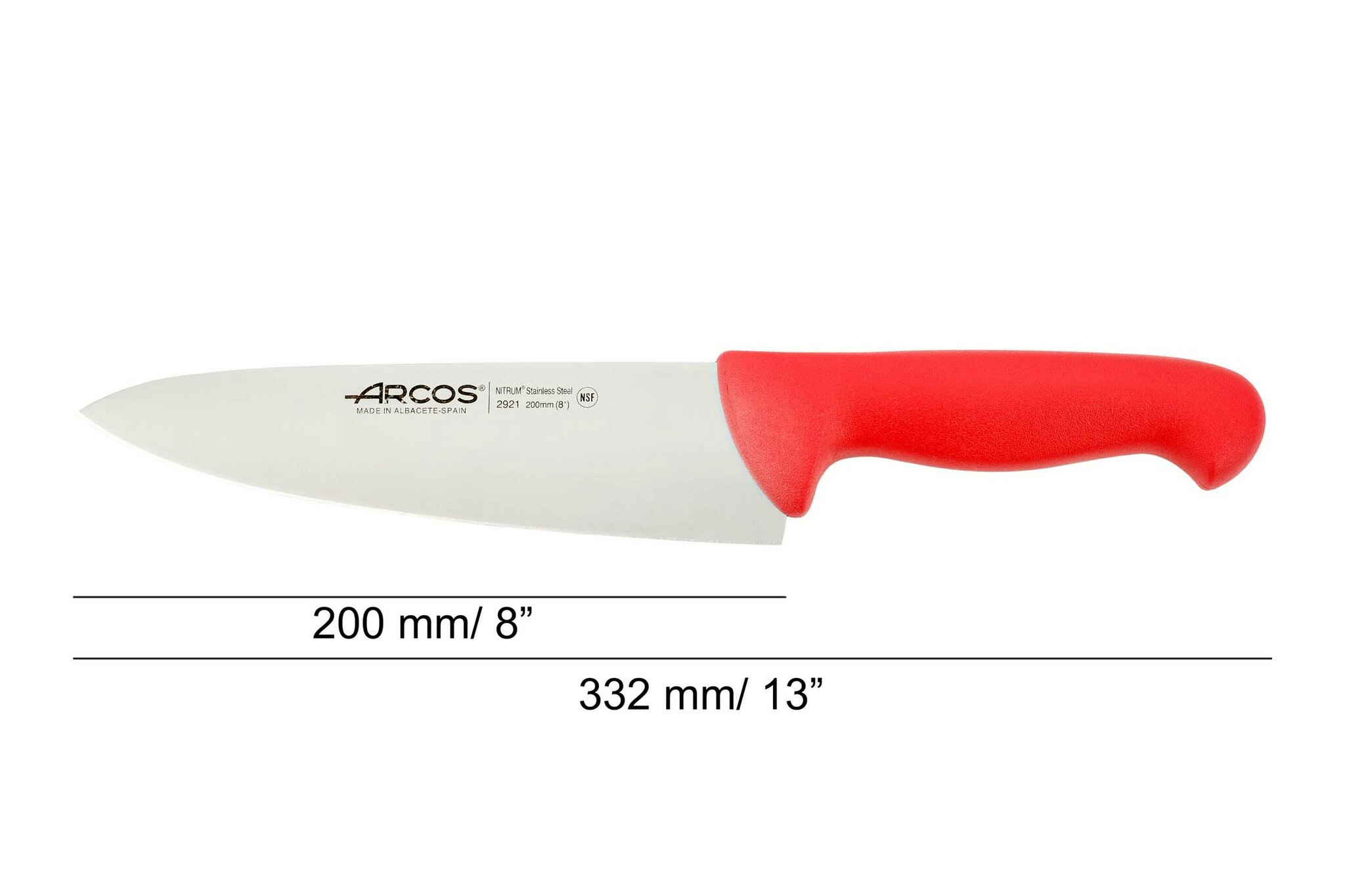 Arcos 2900 Kockkniv 20 cm Röd HACCP-godkänd