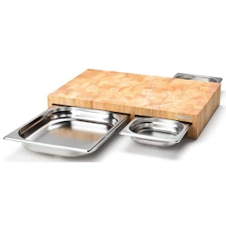 Continent cutting board rubber wood with 3 trays