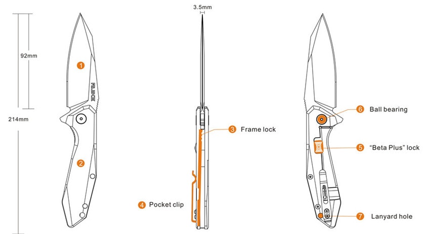 Ruike P135-SF Stonewashed Fällkniv