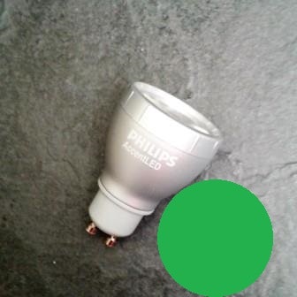 Färgad LED grön 535587 GU10  5:-/st  Kustboden.se