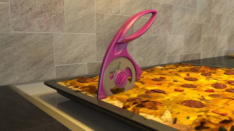 Sliceit en grå pizzaskärare/pizzahjul från Hackit, längd 23 cm.