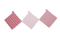 Grytlapp från Classic textiles i återvunnet material. Färg: Rosa och vitrutig.
