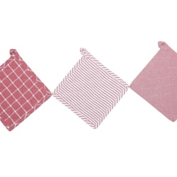Grytlapp från Classic textiles i återvunnet material. Färg: Rosa och vitrutig.