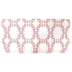 Mirror glow en hissgardin i bomull. Mått 120 x 140 cm. Färg: Vit botten med ett rosa mönster.