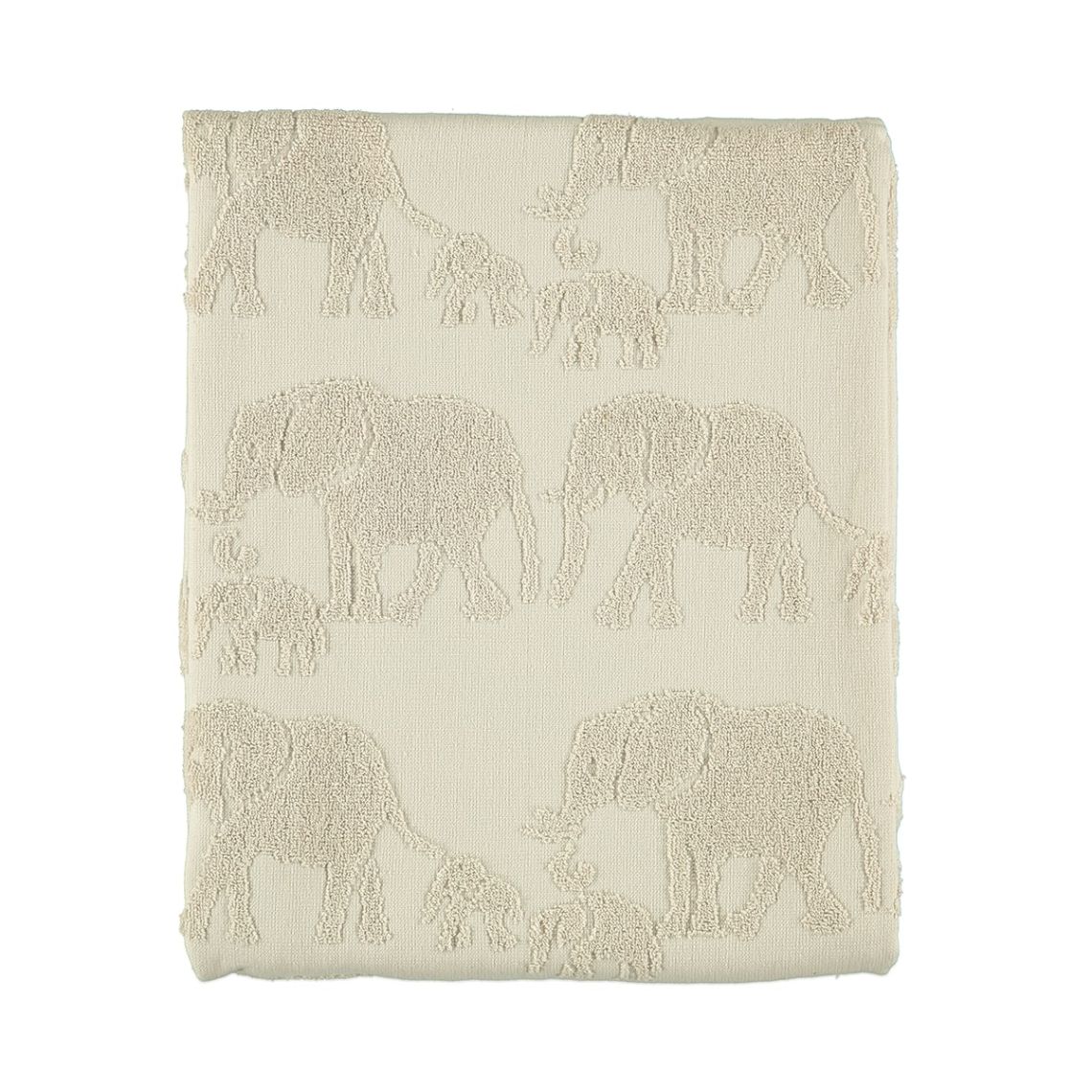 Elephant en ljust sandfärgad frottéhandduk 100% bomull från Noble house, mått 50 x 70 cm.