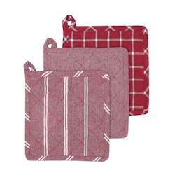Grytlapp från Classic textiles i återvunnet material. Färg: Röd och vitrandig.