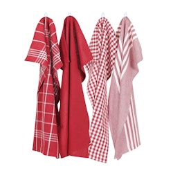 Kökshandduk Classic textile rödvitrandig återvunna textilier 50 x70 cm