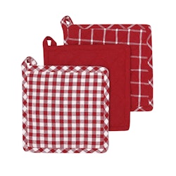 Grytlapp Classic textiles rödvitrutig återvunnet material