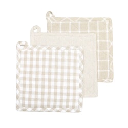 Classic textiles linnefärgad vitrutig grytlapp återvunnet material
