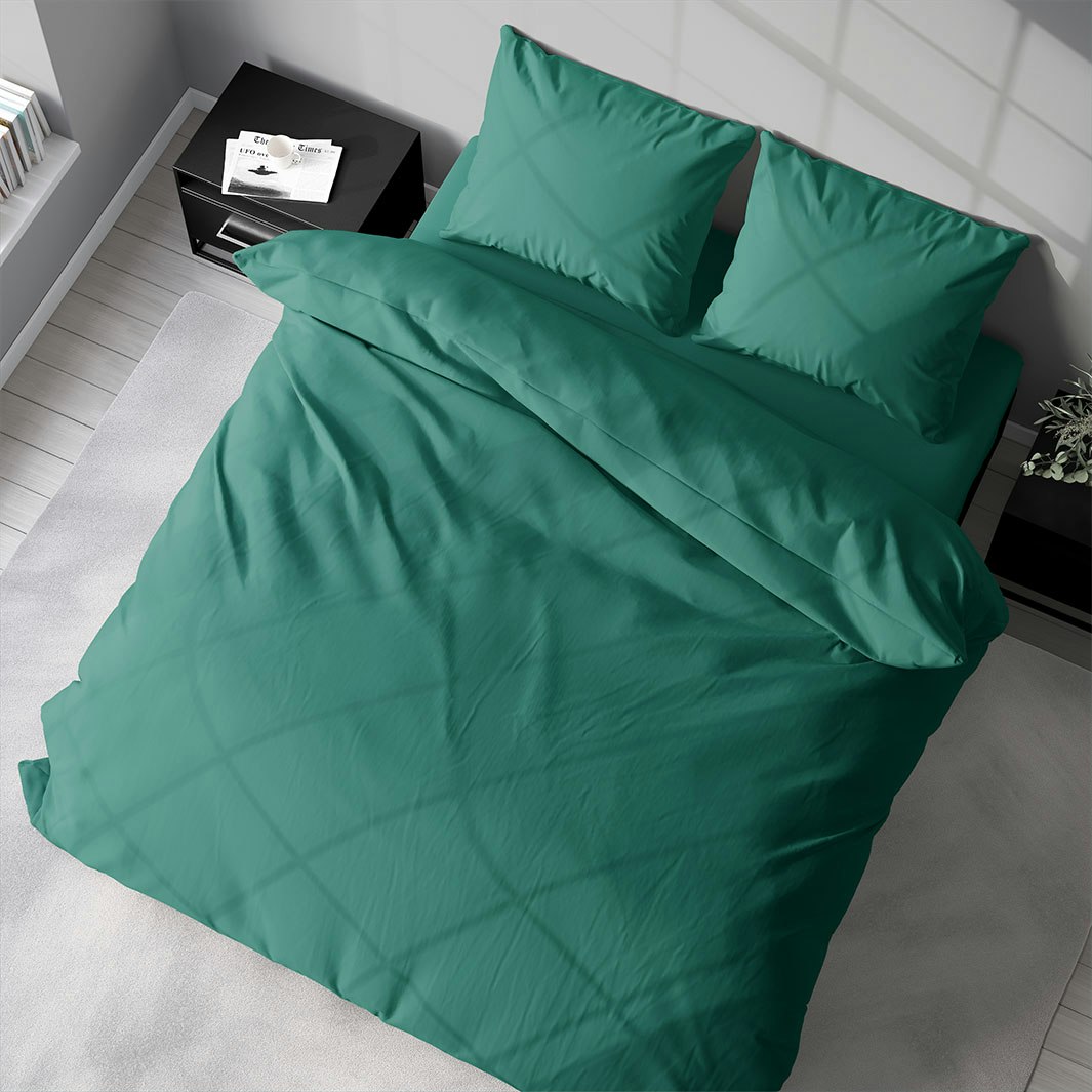 Milano ett grönt påslakanset  bomullssatin storlek 220 x 200 cm med dragkedja Indusia design