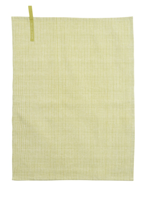 Bodega en grön och vit kökshandduk i 100% bomull från Noble house, mått 50 x 70 cm.