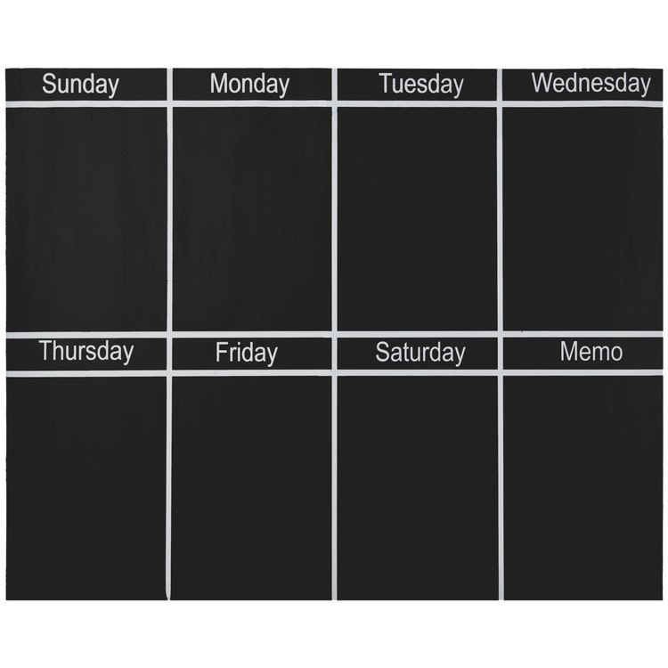 Wallsticker Memo veckoplanerare/veckokalender i svart med krita från Modern house, mått 1 x 95 x 77 cm.