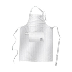 Förkläde Stockholm grey stripe i stentvättad bomull. Färg: Vit och grårandigt. Mått: 65 x 90 cm. Material: 100% bomull.