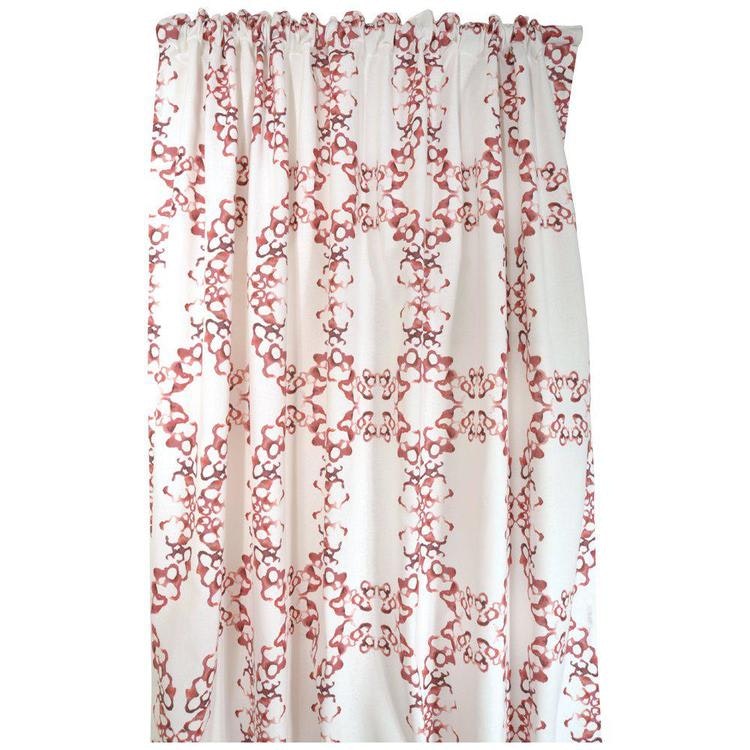 Mirror Glow är en vit multibandslängd med ett rosa mönster i 100% bomull. mått 1 x 145 x 240 cm.
